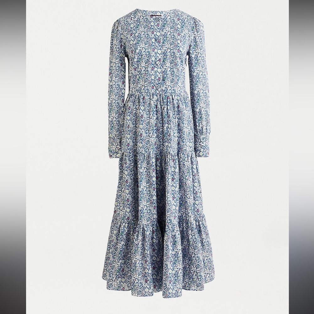 J. Crew Liberty of London Blue Floral Long Sleeve Dress